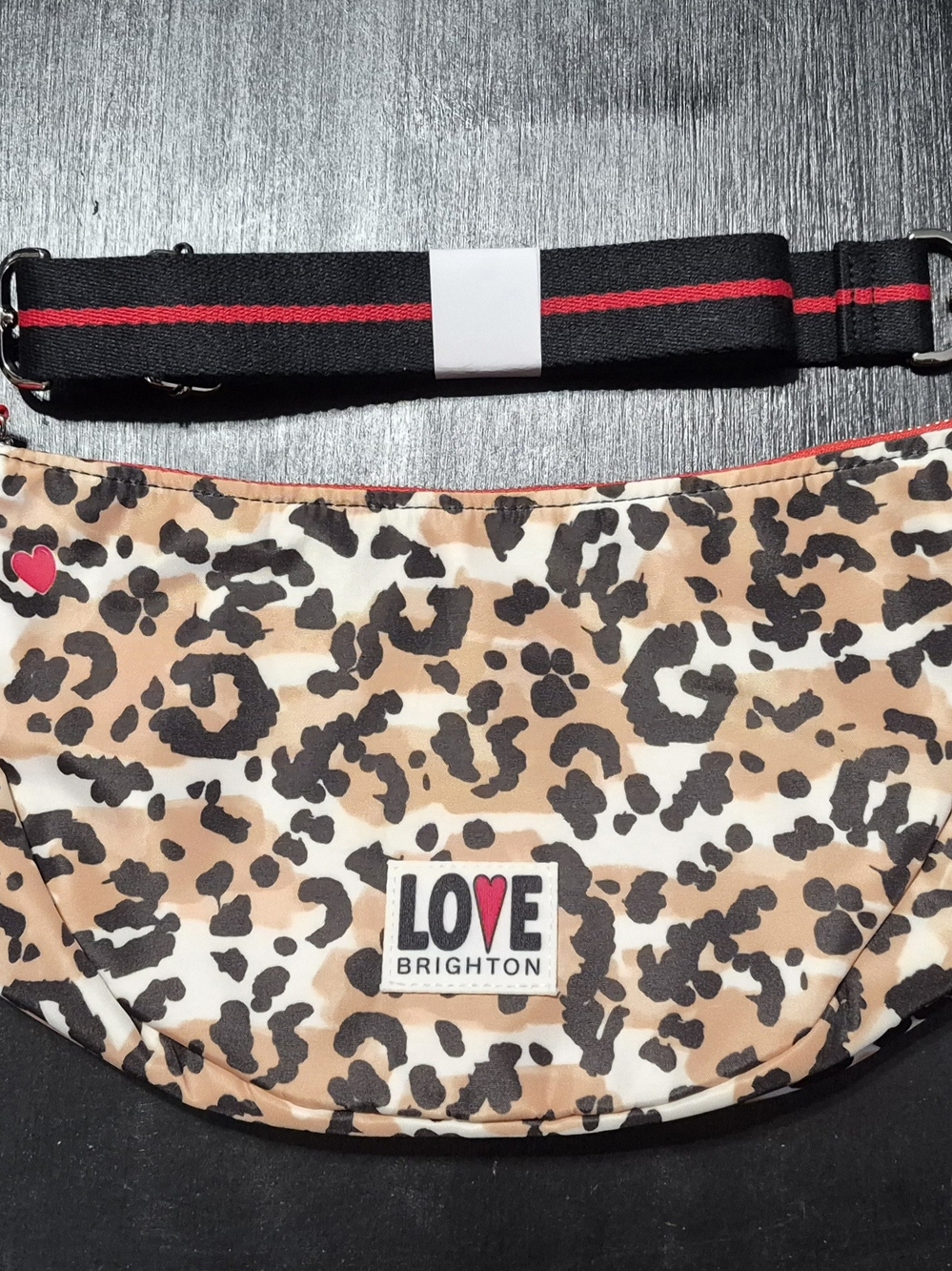 Brighton Love Leopard Print Crossbody Bag - Brown/Black/Red